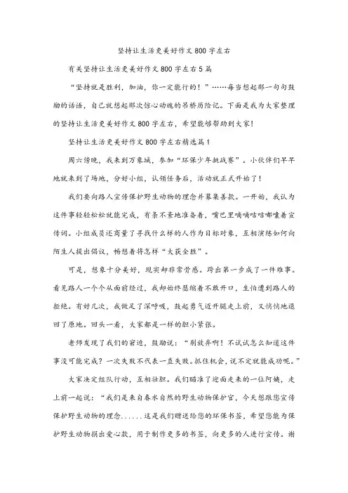 坚持让生活更美好作文800字左右