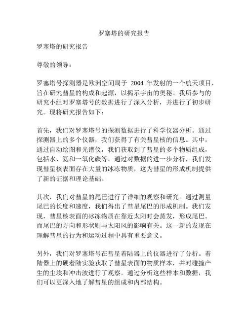 罗塞塔的研究报告