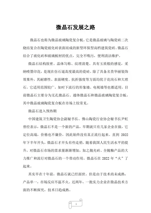 2023年微晶石发展之路