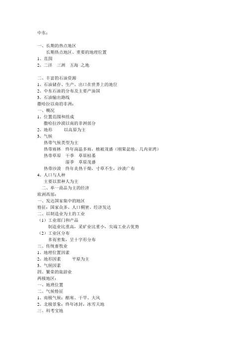 中东地域特征
