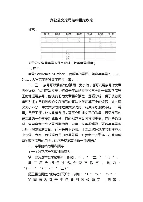 办公公文序号结构排序次序