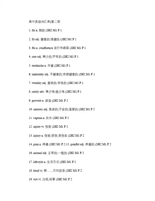 (完整版)外研版高中英语词汇表(第二册)(精)