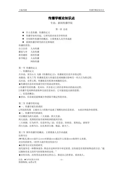 传播学概论知识点