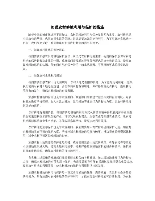 加强农村耕地利用与保护的措施