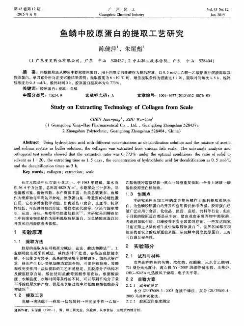 鱼鳞中胶原蛋白的提取工艺研究