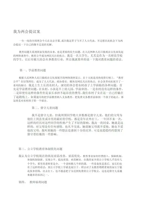 [精彩]我为两会提议案