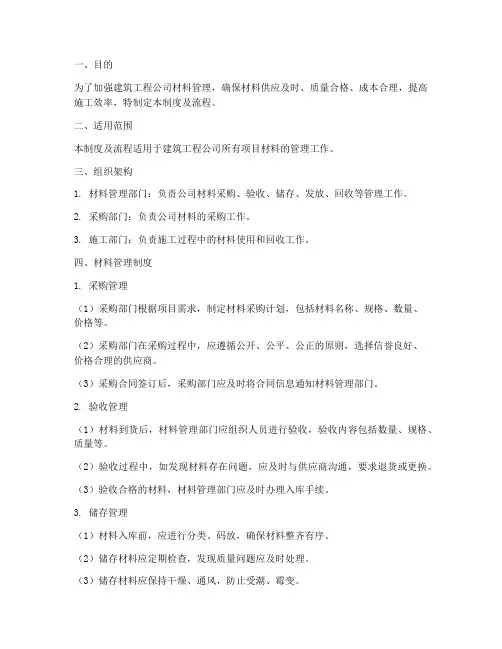 建筑工程公司材料管理制度及流程