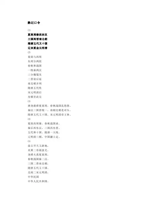 朝代划分