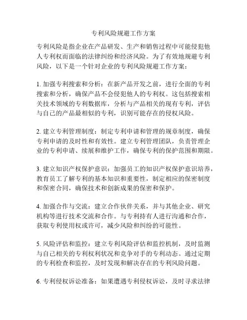 专利风险规避工作方案