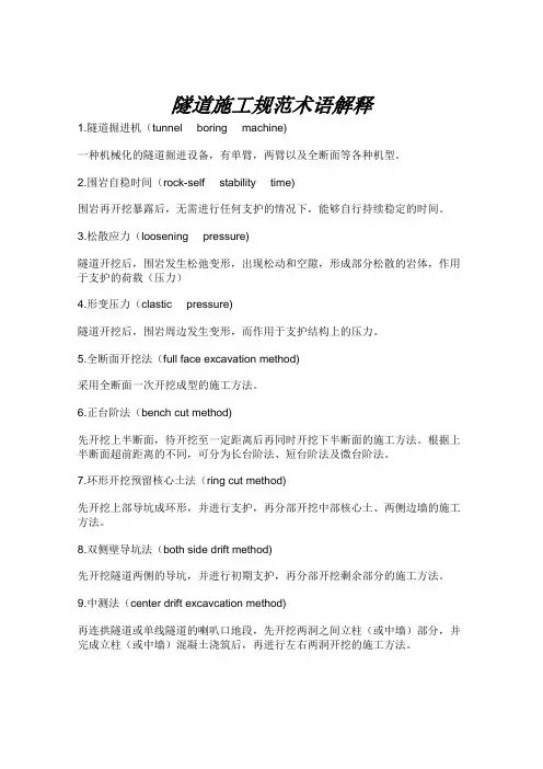 隧道施工规范术语解释