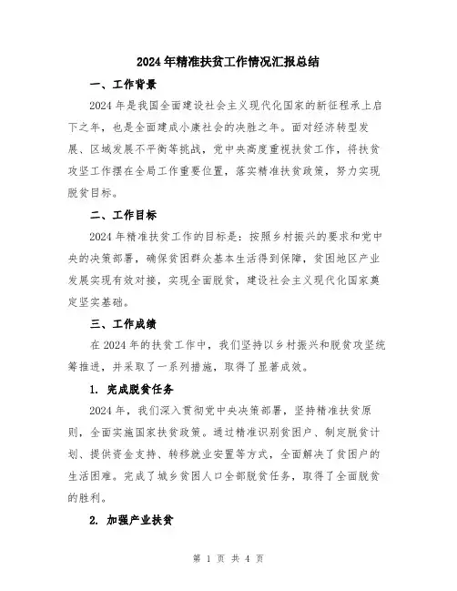 2024年精准扶贫工作情况汇报总结