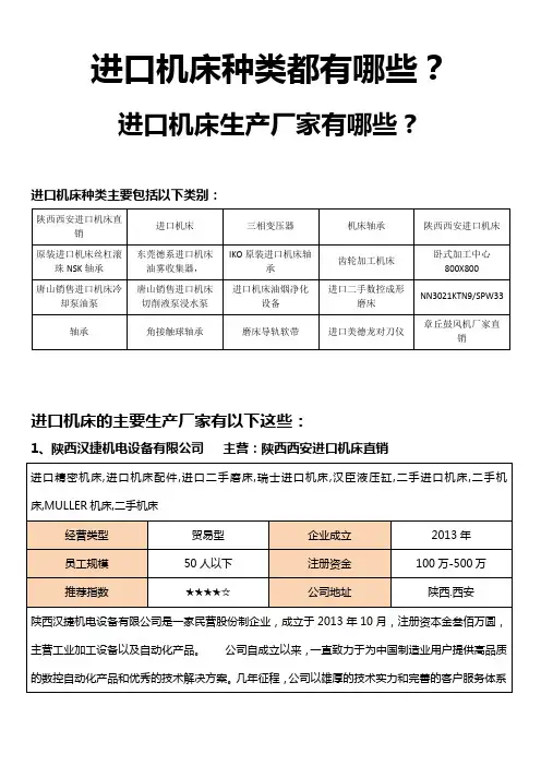 进口机床种类都有哪些,进口机床生产厂家有哪些
