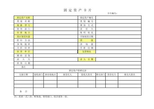 固定资产卡片、标签