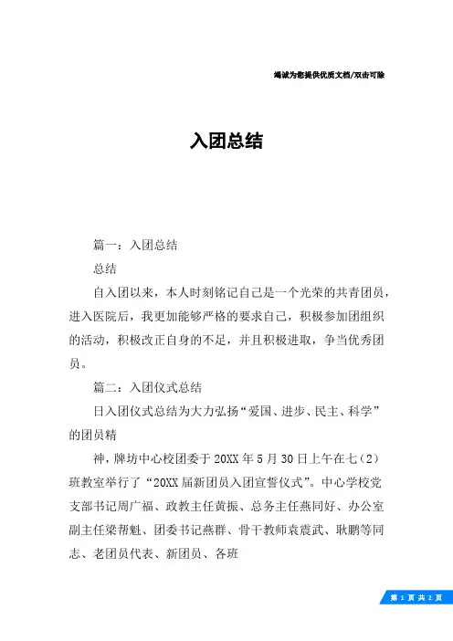 入团总结