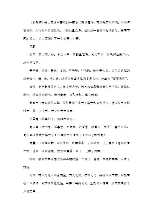 封神榜人物关系