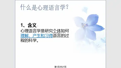 心理语言学的研究范围PPT课件