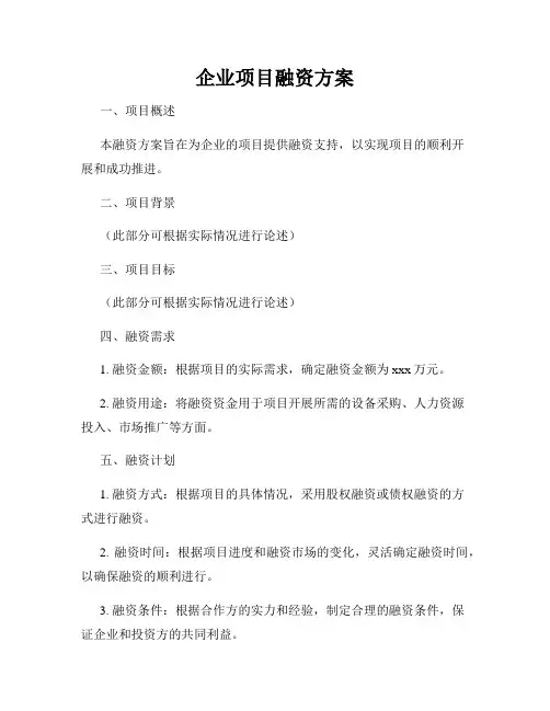 企业项目融资方案