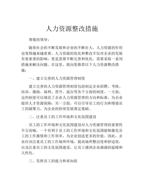 人力资源整改措施