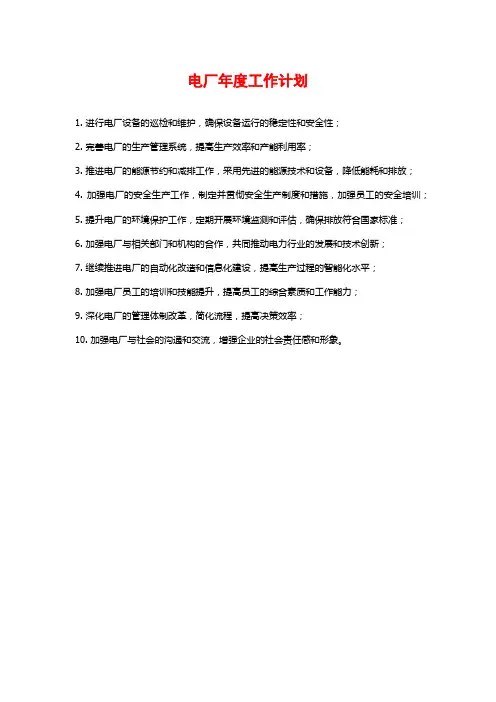电厂年度工作计划