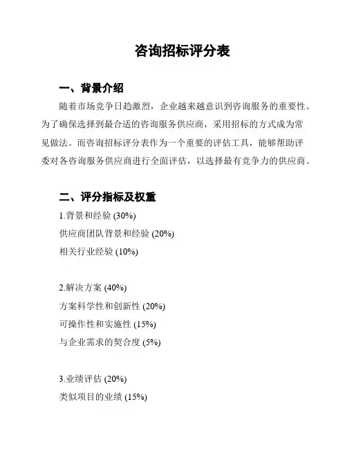 咨询招标评分表