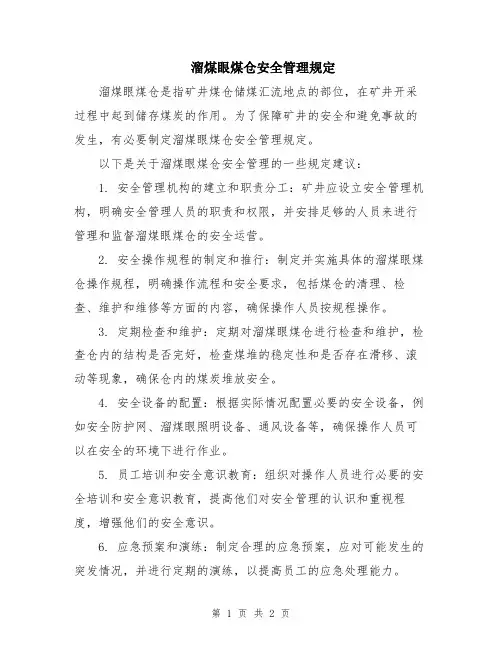溜煤眼煤仓安全管理规定