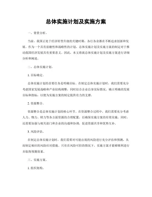 总体实施计划及实施方案