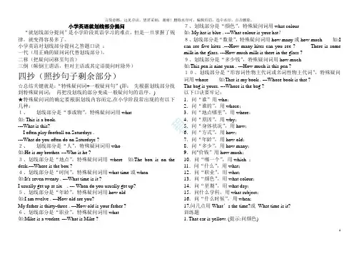 小学英语就划线部分提问的要点归纳及练习