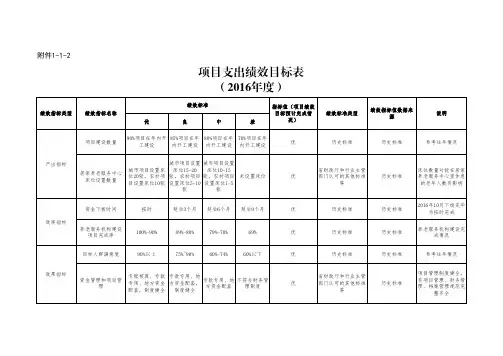 项目支出绩效目标表(2016年度)