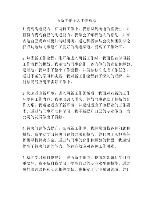 两新工作个人工作总结