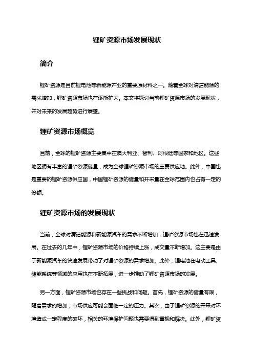 2024年锂矿资源市场发展现状