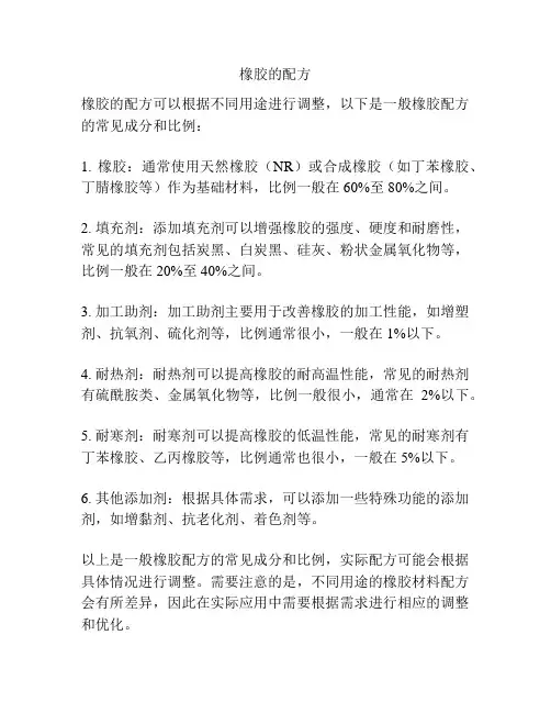 橡胶的配方