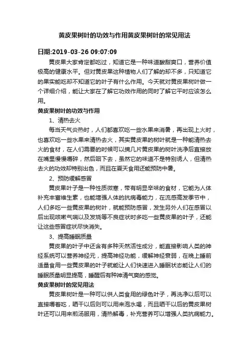 黄皮果树叶的功效与作用黄皮果树叶的常见用法