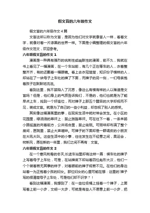 假文盲的六年级作文4篇