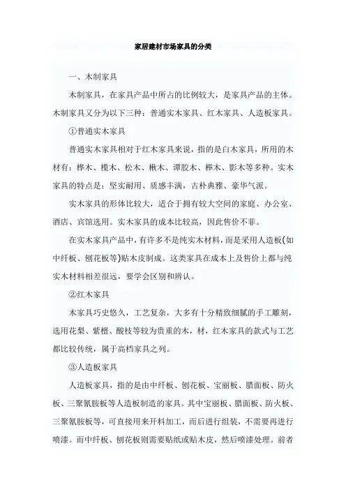 家居建材市场家具的分类