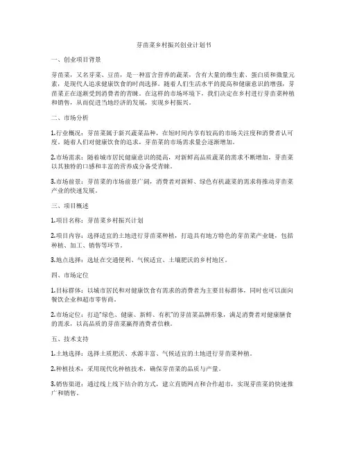 芽苗菜乡村振兴创业计划书