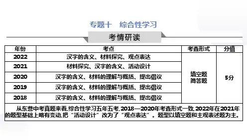 东营中考语文专题十 综合性学习