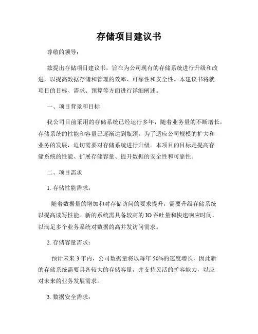 存储项目建议书