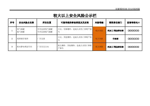 较大以上安全风险公示栏参考模板范本