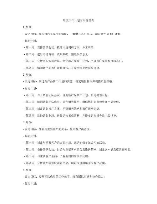 年度工作计划时间管理表