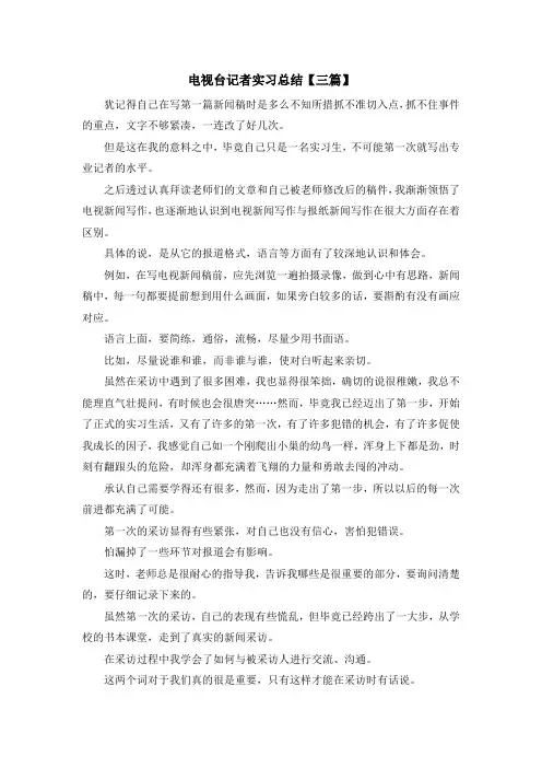 最新-电视台记者实习总结【三篇】 精品