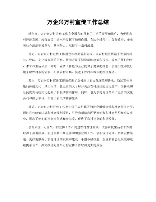 万企兴万村宣传工作总结