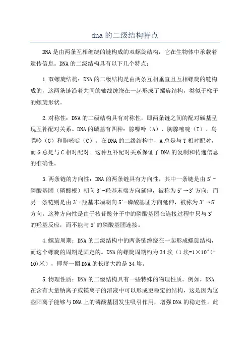 dna的二级结构特点