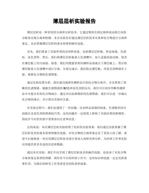 薄层层析实验报告