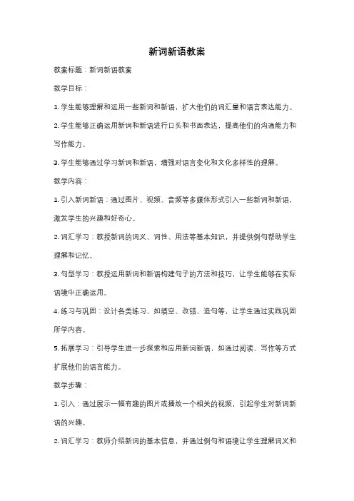 新词新语教案