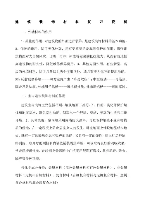 建筑装饰材料复习资料