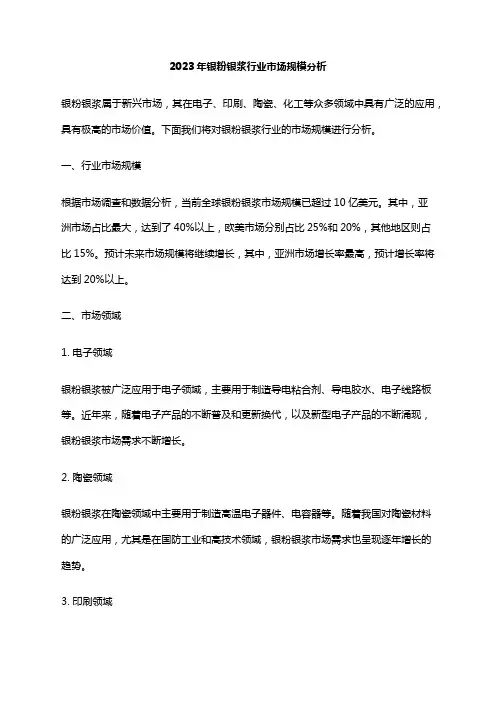2023年银粉银浆行业市场规模分析