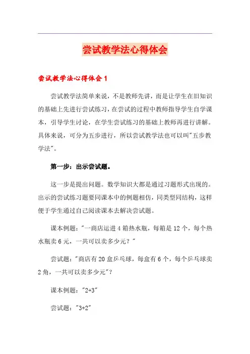 尝试教学法心得体会
