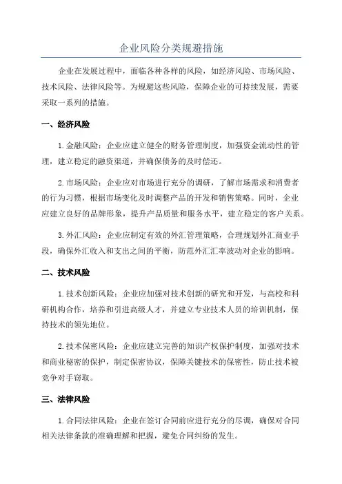 企业风险分类规避措施