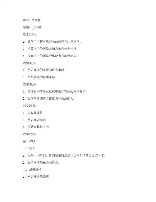 网店开业教案设计模板范文