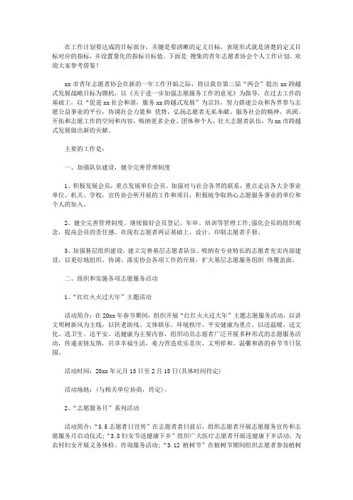2020青年志愿者协会个人工作计划
